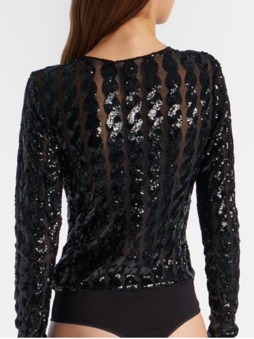 Polo Ralph Lauren Cable Sequin Long Sleeve Bodysuit black size XL - Picture 2 of 13